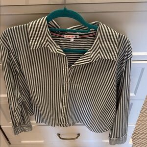 Sundry Green and White Striped Button Down Shirt- never worn